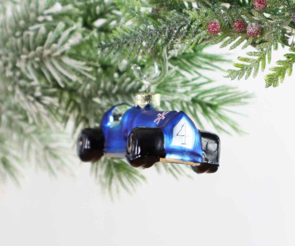 Weihnachtskugel blaues Rennauto