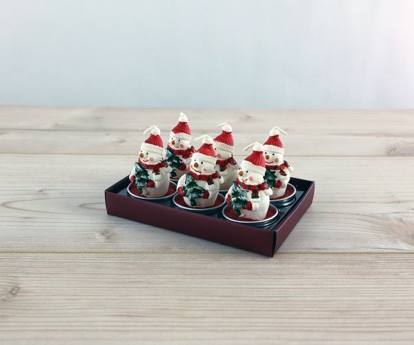 6 Teelichter Schneemann