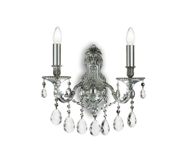 Wandleuchte Venezia in silber antik mit Kristallbehang