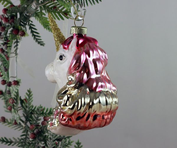 Weihnachtskugel Einhornkopf