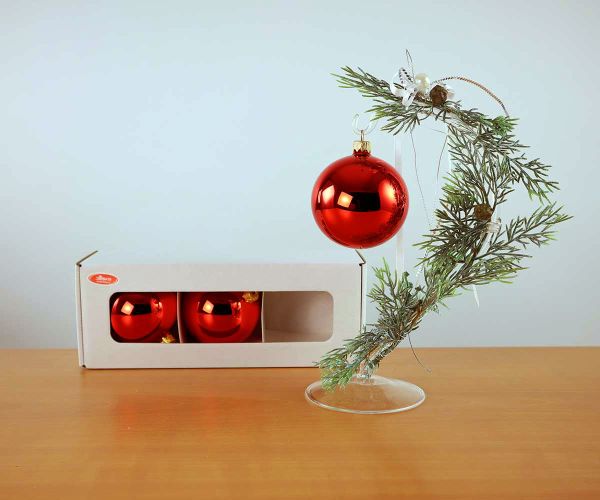 3 Christbaumkugeln Rot glanz Ø 8 cm