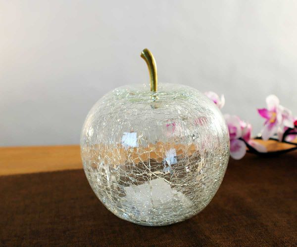 Klarer Apfel aus Glas inkl. Lichterkette