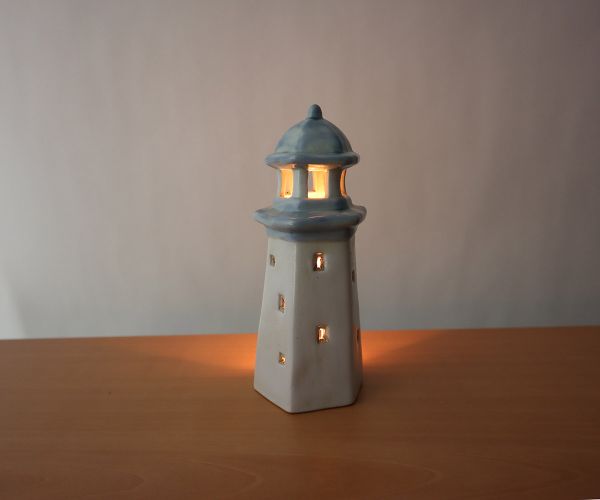 Leuchtturm aus Keramik für 1 Teelicht