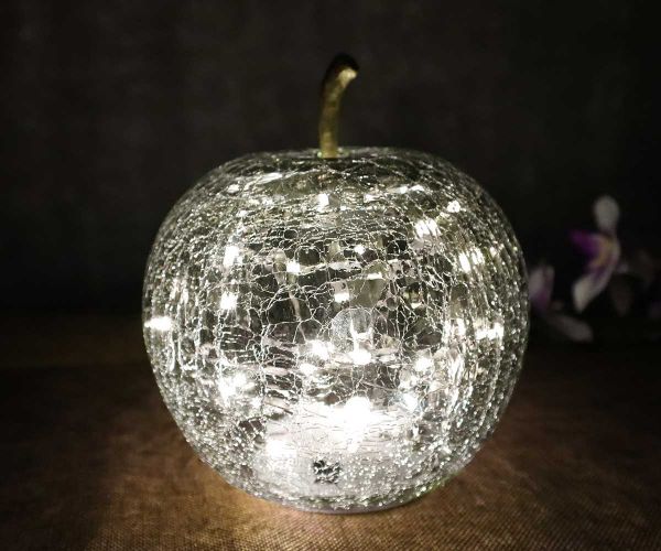 Klarer Apfel aus Glas inkl. Lichterkette