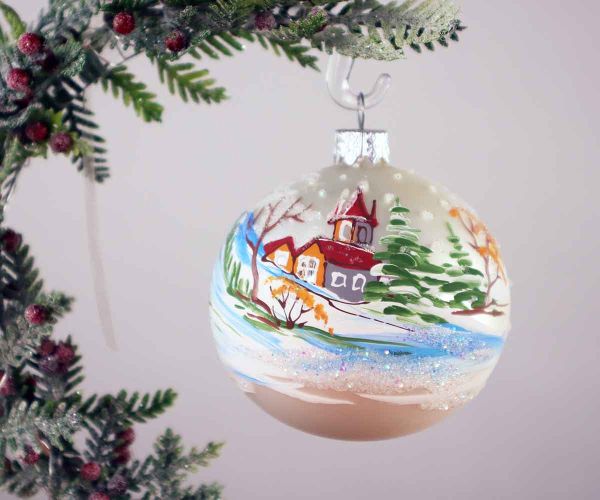 Handbemalte Weihnachtskugel mit Reh