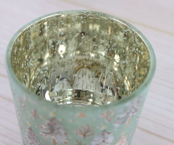 2er Set Windlichter mit Weihnachtsbäumen