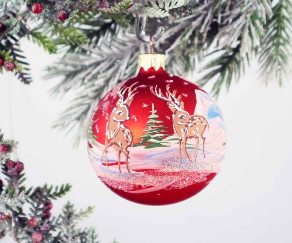 Handbemalte Weihnachtskugel mit Reh