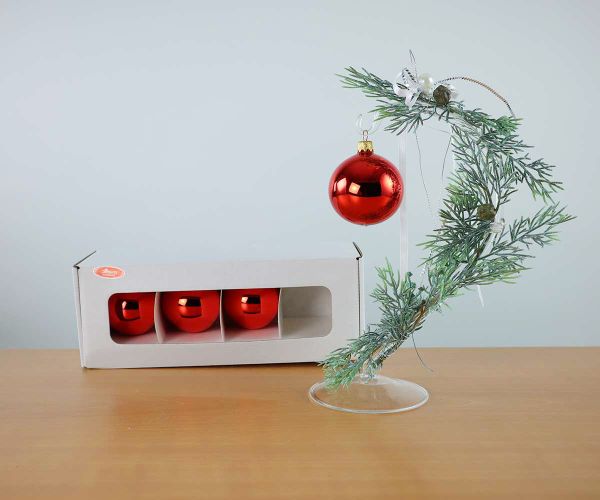 4 Christbaumkugeln Rot glanz Ø 6 cm