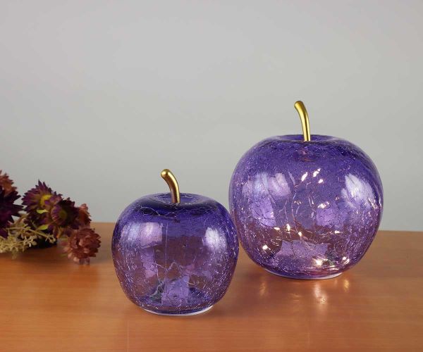 Lila Apfel aus Glas inkl. Lichterkette