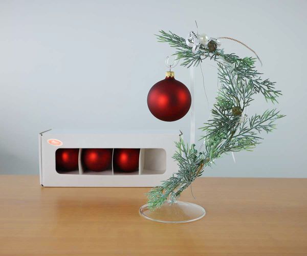 4 Christbaumkugeln Ochsenblut matt Ø 6cm
