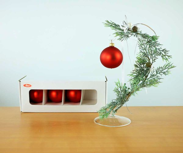 4 Christbaumkugeln Rot matt Ø 6 cm