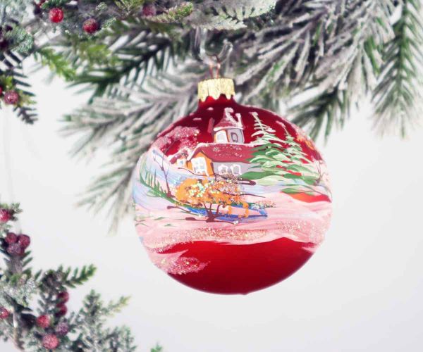 Handbemalte Weihnachtskugel mit Reh