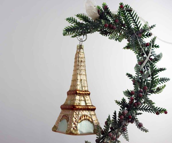 Weihnachtskugel goldfarbener Eifelturm