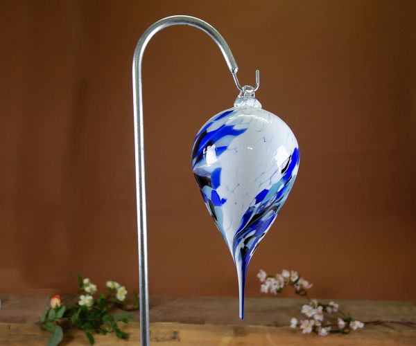 Spitztropfen weiß blau