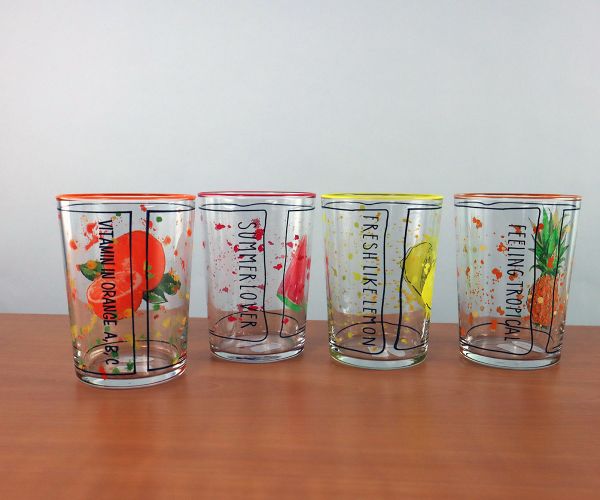 4er Set bunte Trinkgläser "Summer"
