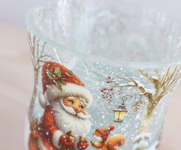 Craquele Windlicht mit Weihnachtsmann