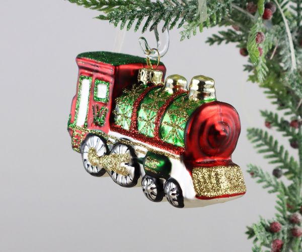 Weihnachtskugel rote Lokomotive