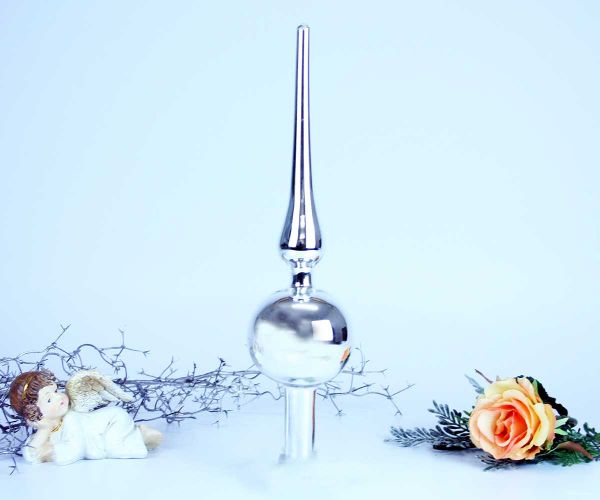 Christbaumspitze 28 cm silber