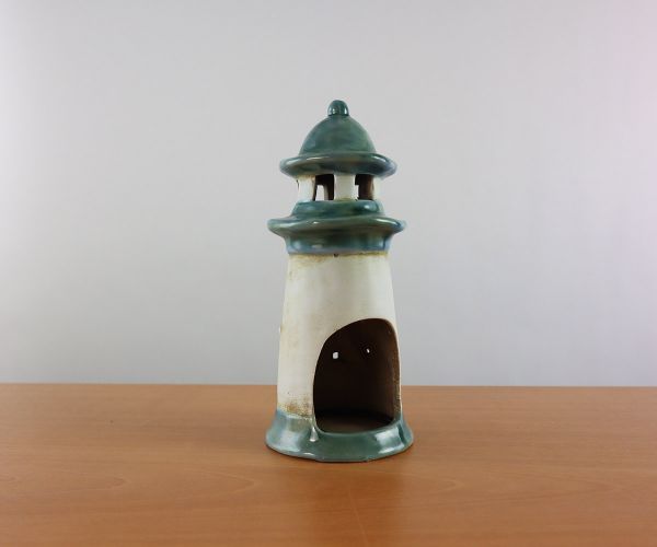 Leuchtturm aus Keramik für 1 Teelicht