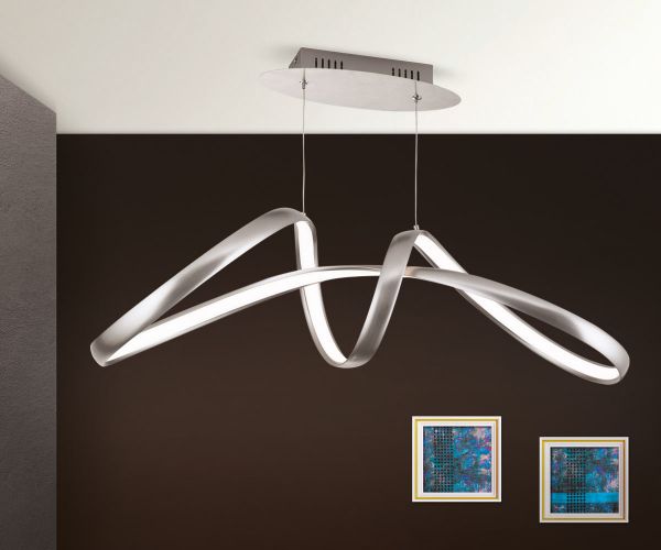 LED Hängeleuchte Wave matt silber