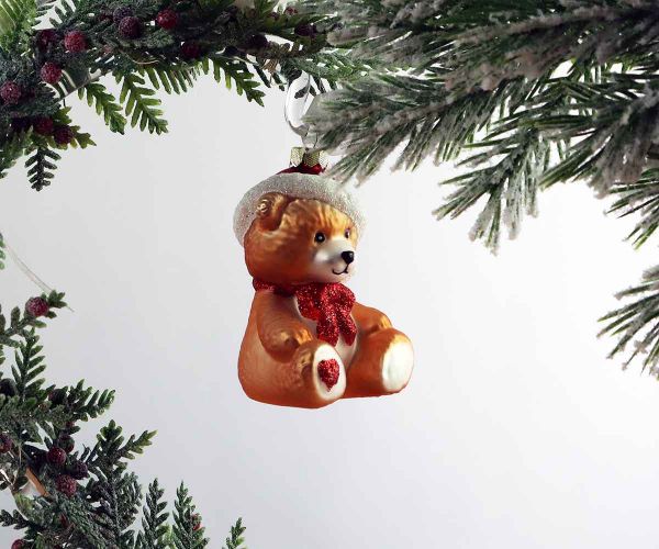 Weihnachtskugel Teddy mit Mütze