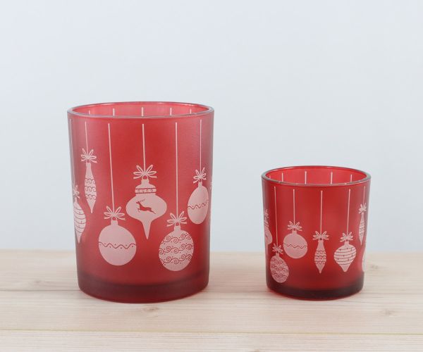 2er Set Windlichter rot mit Ornamenten