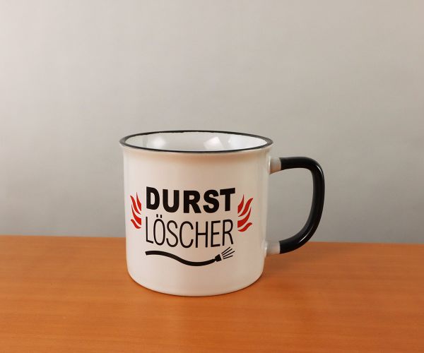 Keramik Tasse "Durstlöscher" Feuerwehr