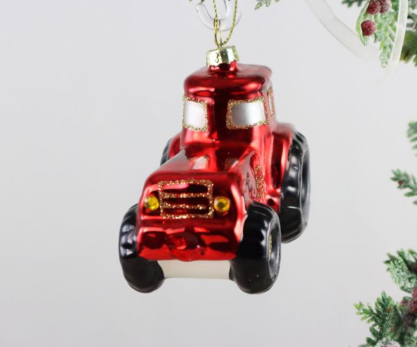 Weihnachtskugel roter Traktor