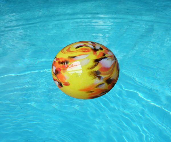 Schwimmkugel aus Glas in gelb